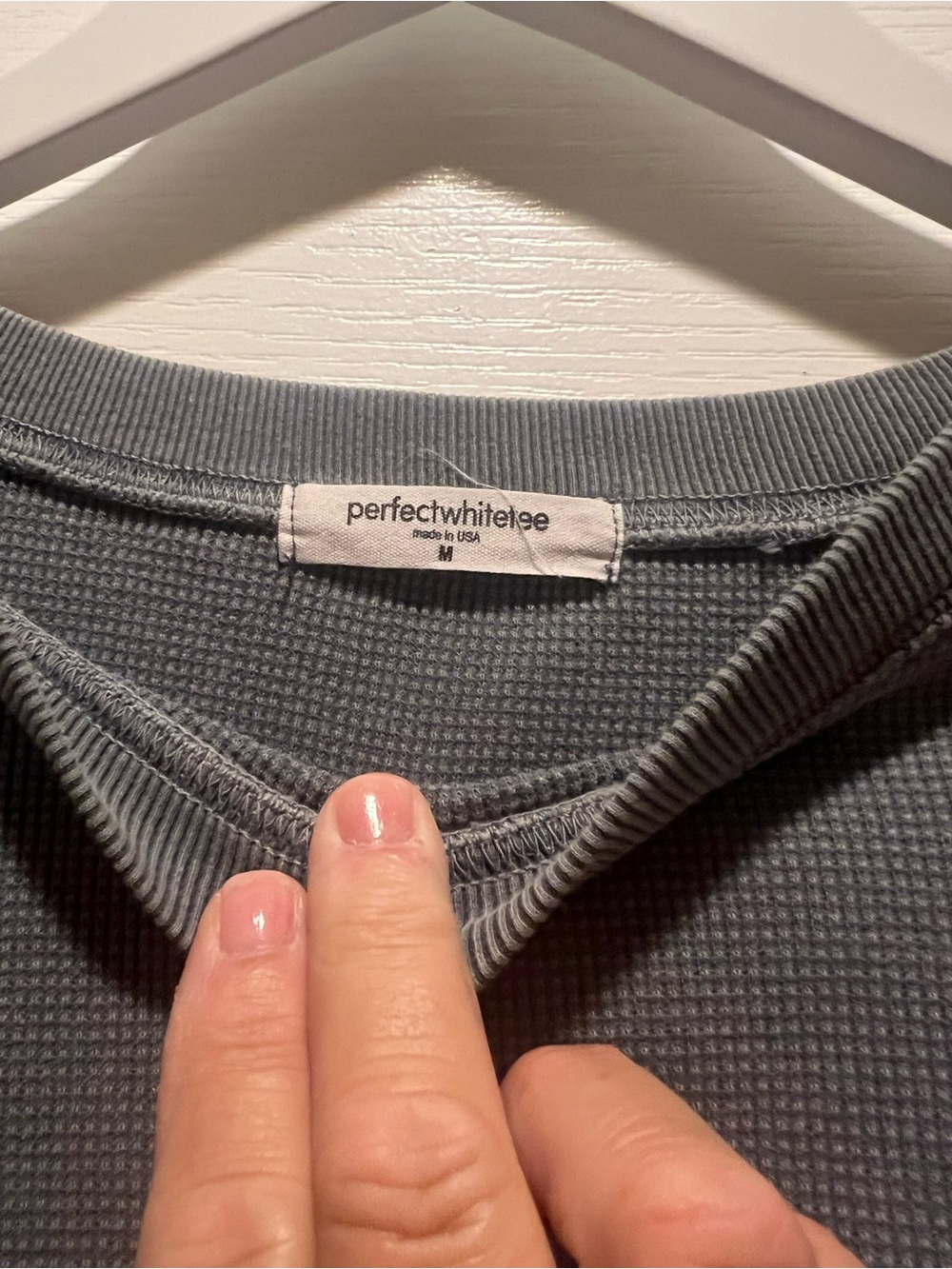 perfectwhitetee Cropped Waffle Crewneck in Gray - Picture 3 of 8
